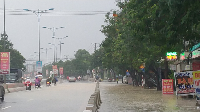 Khánh Hòa mưa lớn khiến nhiều nơi bị ngập. Ảnh: TV.