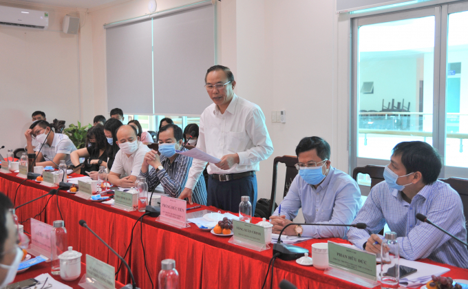 Deputy Minister of Agriculture and Rural Development Phung Duc Tien said that Phu Yen province needs to synchronously implement 3 pillars in the fisheries sector. Photo: AN.