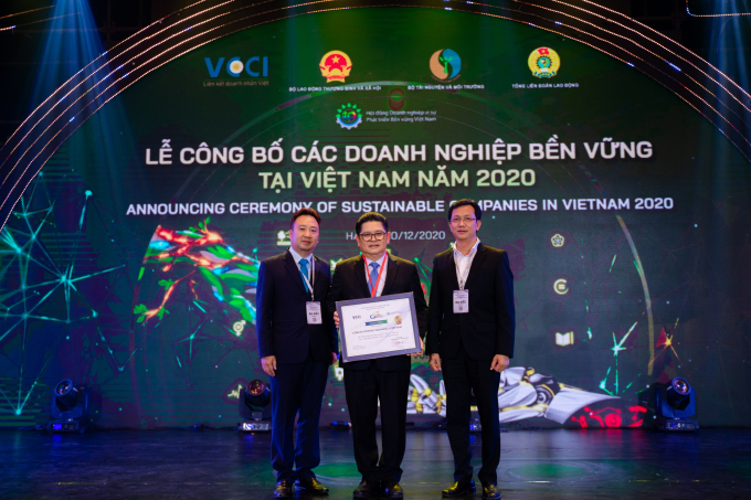 Lãnh đạo C.P. Việt Nam tại Lễ công bố các Doanh nghiệp bền vững tại Việt Nam năm 2020. Ảnh: C.P Việt Nam.