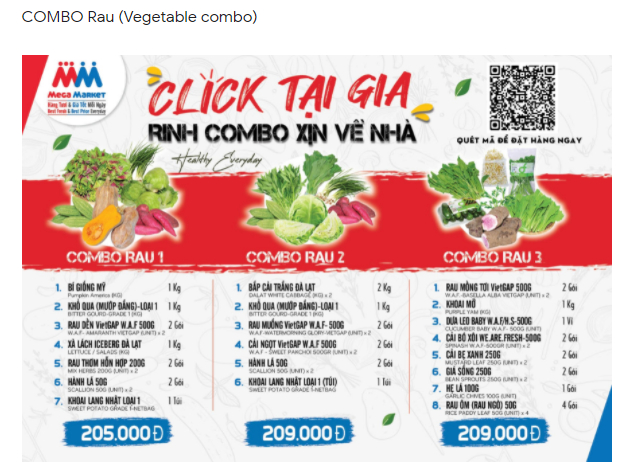 Một số Combo rau của MM Mega Market. Ảnh: TL.