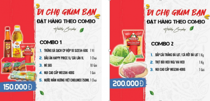 2 trong số 4 combo thực phẩm của MM Mega Market. Ảnh: TL.