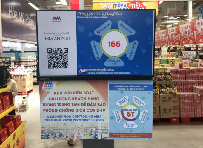 Hệ thống máy kiểm soát số lượng khách hàng đang mua sắm tại siêu thị đã được lắp đặt tại 3 trung tâm MM ở TP.HCM. Ảnh: TL.