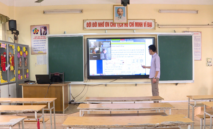 Dạy học trực tuyến tại trường THCS Trần Quốc Toản (TP Hạ Long - Quảng Ninh). Ảnh: Sở GD-DT tỉnh Quảng Ninh.