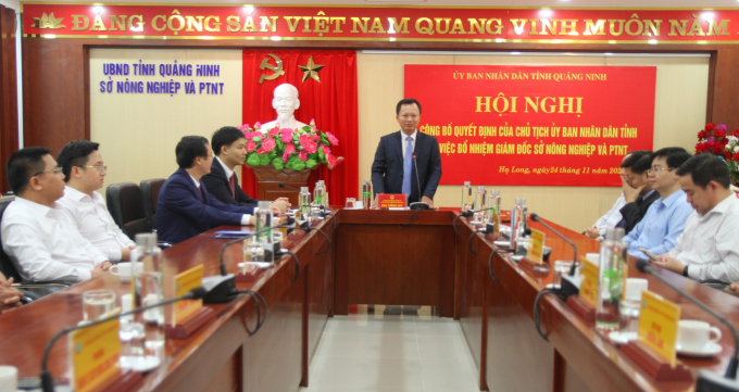 Hội nghị công bố quyết định của Chủ tịch UBND tỉnh Quảng Ninh về việc bổ nhiệm Giám đốc Sở NN-PTNT. Ảnh: Anh Thắng.