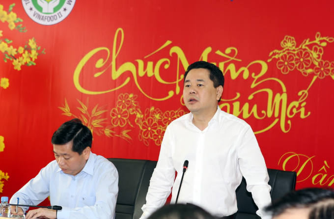 Phó Chủ tịch Ủy ban Quản lý vốn nhà nước tại doanh nghiệp Nguyễn Ngọc Cảnh phát biểu tại buổi làm việc với Vinafood 2. 