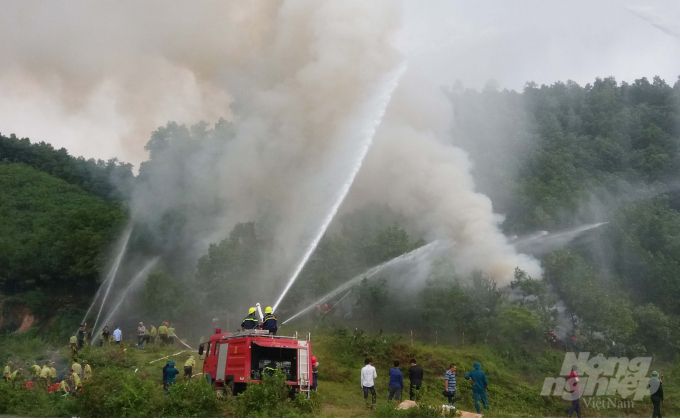Chương trình diễn tập chữa cháy rừng 2020 tại Thái Nguyên đã đảm bảo được các yêu cầu đề ra. Ảnh: Đồng Văn Thưởng.