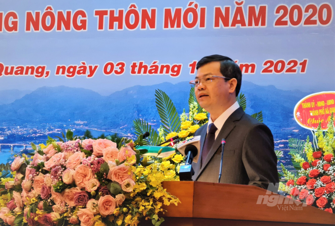 Ông Nguyễn Văn Sơn, Chủ tịch UBND tỉnh Tuyên Quang phát biểu. Ảnh: Đào Thanh.