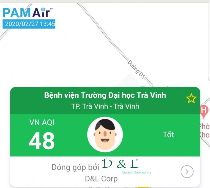 Người dân TP Trà Vinh có thể xem chất lượng không khí thông qua phần mềm. Ảnh: ĐK.