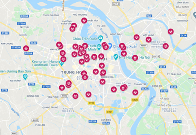 Bản đồ về Covid-19 ở Hà Nội bị công an xác định là không chính xác.