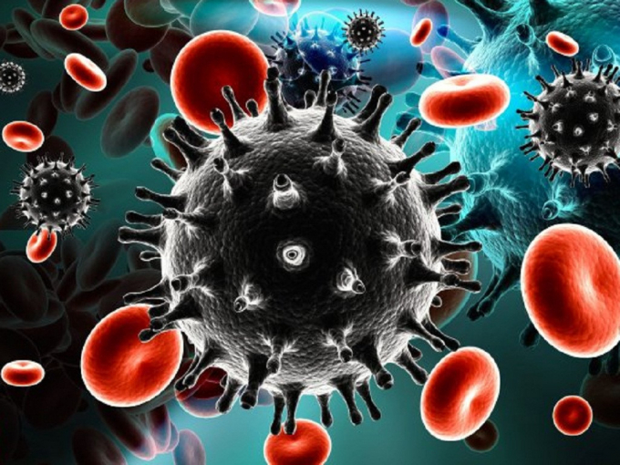 Hình ảnh virus HIV qua kính hiển vi.