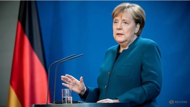 Thủ tướng Đức Angela Merkel đưa ra một tuyên bố truyền thông về sự lây lan của virus Corona tại Berlin. Ảnh: Reuters.