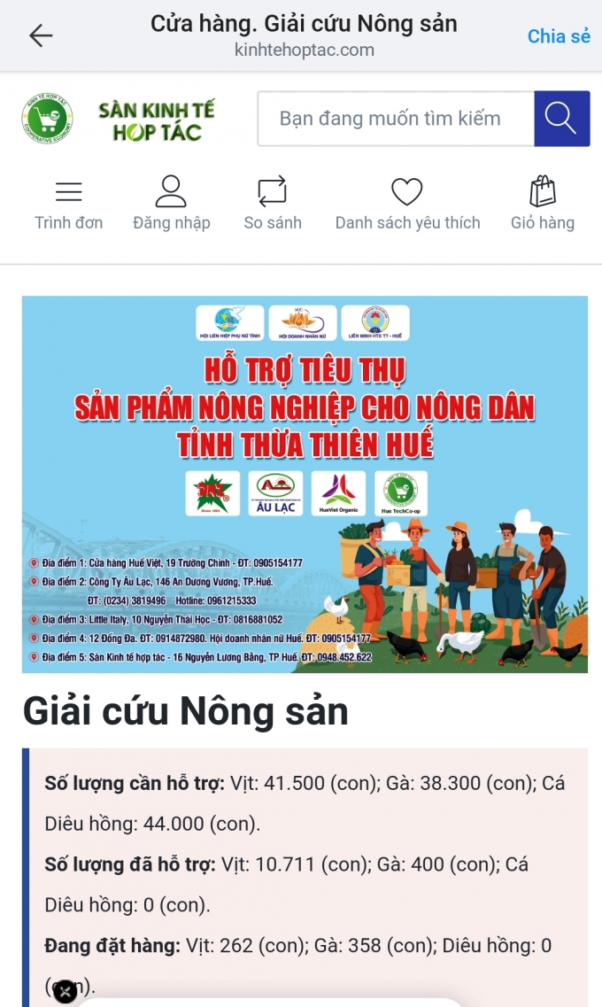 Tỉnh Thừa Thiên- Huế đã sử dụng Sàn Kinh tế hợp tác để giải cứu nông sản cho người dân. Ảnh: Tiến Thành.