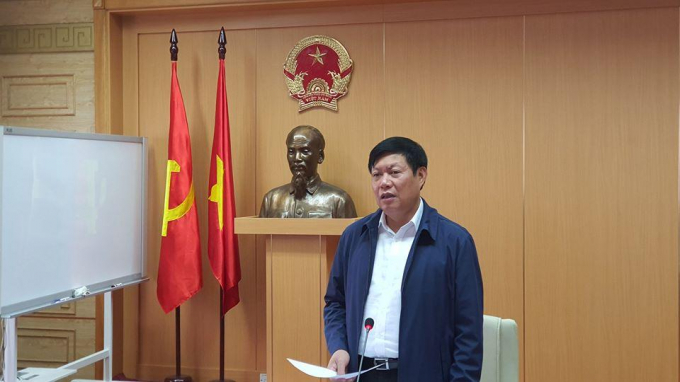 Thứ trưởng Bộ Y tế Đỗ Xuân Tuyên phát biểu trong buổi họp trực tuyến. Ảnh: Bộ Y tế.