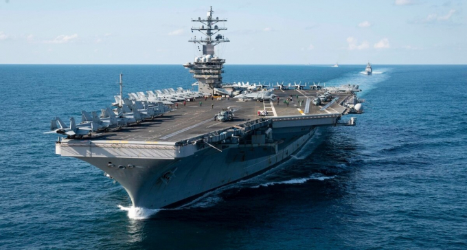Tàu sân bay Dwight D. Eisenhower trong hải trình trên Đại Tây Dương vào ngày 28/9/2019. Ảnh: Hải quân Hoa Kỳ.