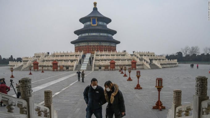 Hình ảnh Thiên Đàn, phía Đông Nam Bắc Kinh, Trung Quốc, vắng tanh do ảnh hưởng bởi Covid-19. Ảnh: CNN.
