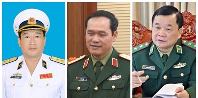 Các tân Thứ trưởng Bộ Quốc phòng: Phạm Hoài Nam; Vũ Hải Sản; Hoàng Xuân Chiến (tính trong ảnh từ trái sang)