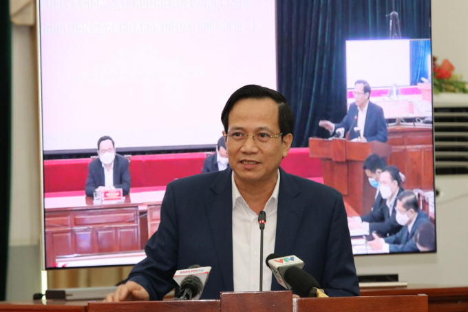 Bộ trưởng Bộ LĐ-TBXH Đào Ngọc Dung phát biểu tại Hội nghị trực tuyến triển khai và giám sát thực hiện các chính sách hỗ trợ người dân gặp khó khăn do đại dịch CoVID – 19. Ảnh: Bộ LĐ-TBXH.