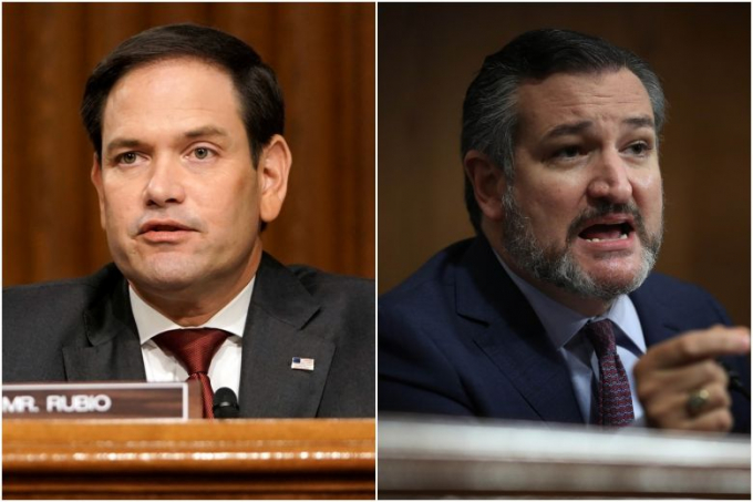 2 nghị sĩ Marco Rubio (trái) và Ted Cruz cùng 9 người khác bị Trung Quốc ban hành quyết định trừng phạt. Ảnh: Reuters/AFP.