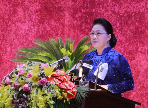 Chủ tịch Quốc hội Nguyễn Thị Kim Ngân phát biểu chỉ đạo đại hội. Ảnh: TTXVN.