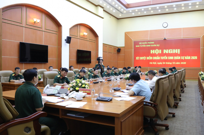 Hội nghị xét duyệt điểm chuẩn tuyển sinh quân sự năm 2020 tổ chức sáng 4/10, tại Hà Nội.