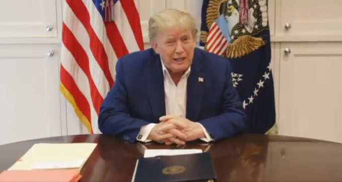 Tổng thống Mỹ Donald Trump nhấn mạnh trong đoạn video dài 4 phút rằng ông sẽ 'sớm trở lại'. (Ảnh chụp màn hình).