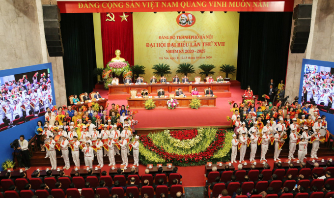Đại hội Đại biểu Đảng bộ thành phố Hà Nội lần thứ XVII (nhiệm kỳ 2020-2025) diễn ra tại Cung Văn hóa lao động hữu nghị Việt - Xô, ngày 12/10/2020. Ảnh: Báo Hà Nội mới.