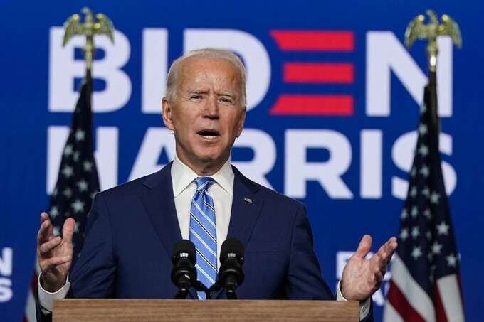 Ông Biden phát biểu từ Trung tâm Chase ở Wilmington, bang Delaware, ngày 4/11/2020. Ảnh: AFP.