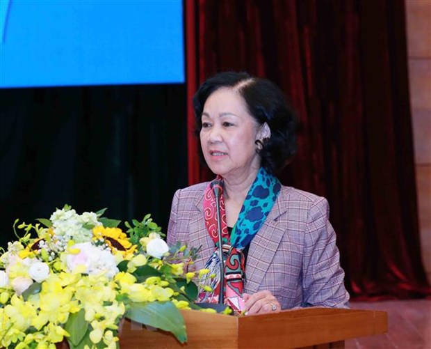 Bà Trương Thị Mai, Ủy viên Bộ Chính trị, Bí thư Trung ương Đảng, Trưởng ban Dân vận Trung ương. Ảnh: Phương Hoa/TTXVN.
