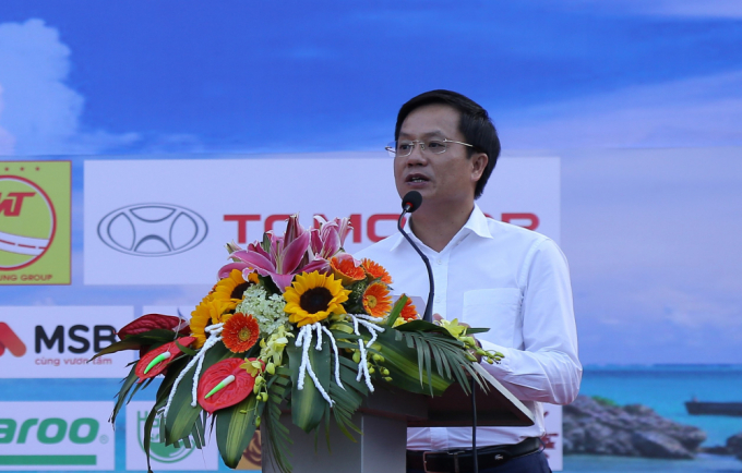 Nhà báo Hồ Minh Chiến - Tổng biên tập Báo Gia đình Việt Nam, Trưởng Ban Tổ chức Press Cup 2020 phát biểu khai mạc giải.