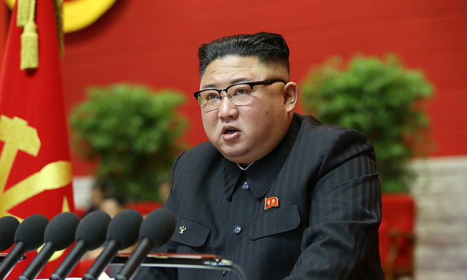 Lãnh đạo Triều Tiên Kim Jong-un phát biểu khai mạc Đại hội Đảng Lao động tại Bình Nhưỡng hôm 5/1. Ảnh: KCNA.