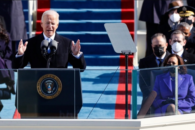 Tổng thống Hoa Kỳ Joe Biden có bài phát biểu sau khi tuyên thệ nhậm chức Tổng thống Hoa Kỳ thứ 46 tại Washington, DC., trưa 20/1/2021 (0 giờ sáng 21/1/2021 giờ Việt Nam).
