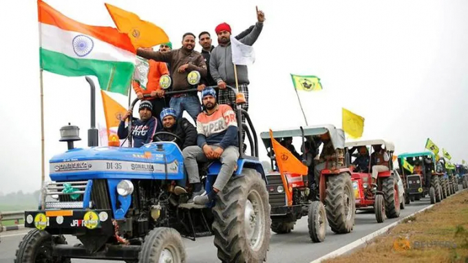Nông dân Ấn Độ đã dùng máy kéo chở người biểu tình về thủ đô, nhưng lần này quy mô lớn hơn rất nhiều. Ảnh: Reuters.