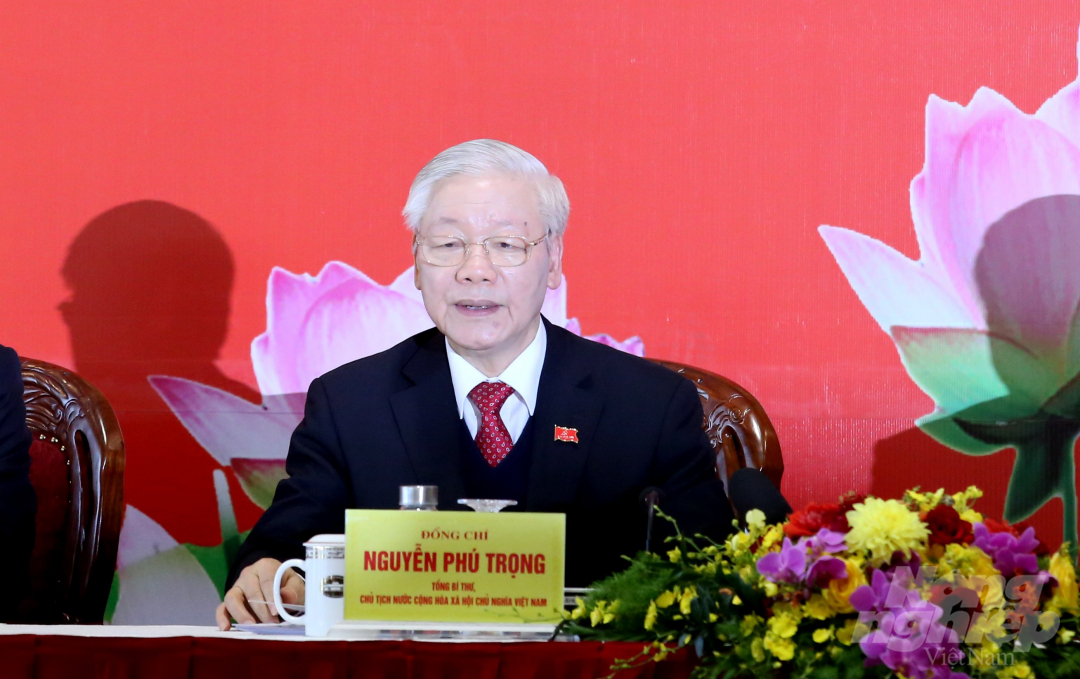 Tổng Bí thư, Chủ tịch nước Nguyễn Phú Trọng chủ trì cuộc họp báo. Ảnh: Minh Phúc.