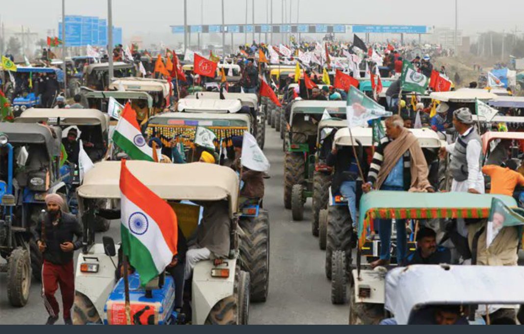 Nông dân Ấn Độ biểu tình phản đối luật nông nghiệp mới. Ảnh: Twitter.