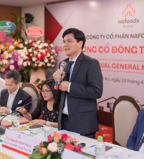 Ông Nguyễn Mạnh Hùng - Phó Chủ tịch thường trực HĐQT, Tổng giám đốc Nafoods phát biểu tại Đại hội.