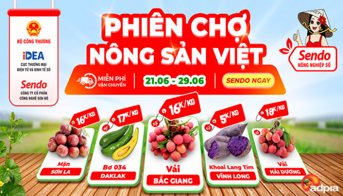 Phiên chợ nông sản Việt trực tuyến trên sàn thương mại điện tử Sendo.