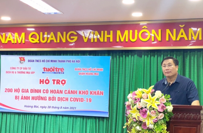 Bí thư Quận ủy Hoàng Mai Nguyễn Quang Hiếu phát biểu tại chương trình.