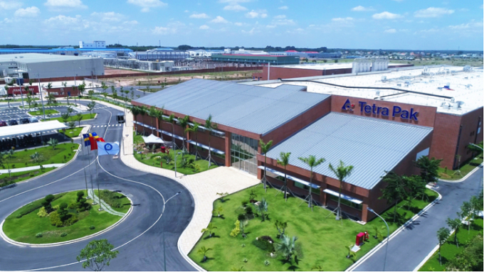 Nhà máy sản xuất vật liệu đóng gói tiên tiến trị giá 120 triệu euro của Tetra Pak tại tỉnh Bình Dương.