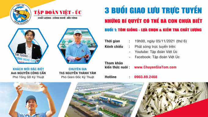 Giao lưu trực tuyến ngày 5/11 sẽ 'bật mí' nhiều bí quyết hay về tôm giống.