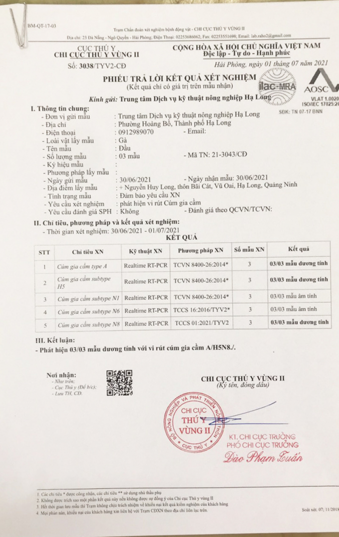 Chủng cúm A/H5N8 là chủng cúm lần đầu xuất hiện tại Việt Nam. Ảnh: QMG