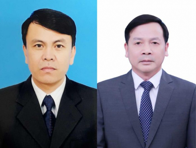 Ông Đặng Quang Ngạn (trái) và ông Vũ Văn Hiển (phải) được Tỉnh ủy Quảng Ninh bổ nhiệm tạm điều hành Huyện ủy và UBND huyện Cô Tô. Ảnh: Cổng Thông tin huyện Cô Tô.