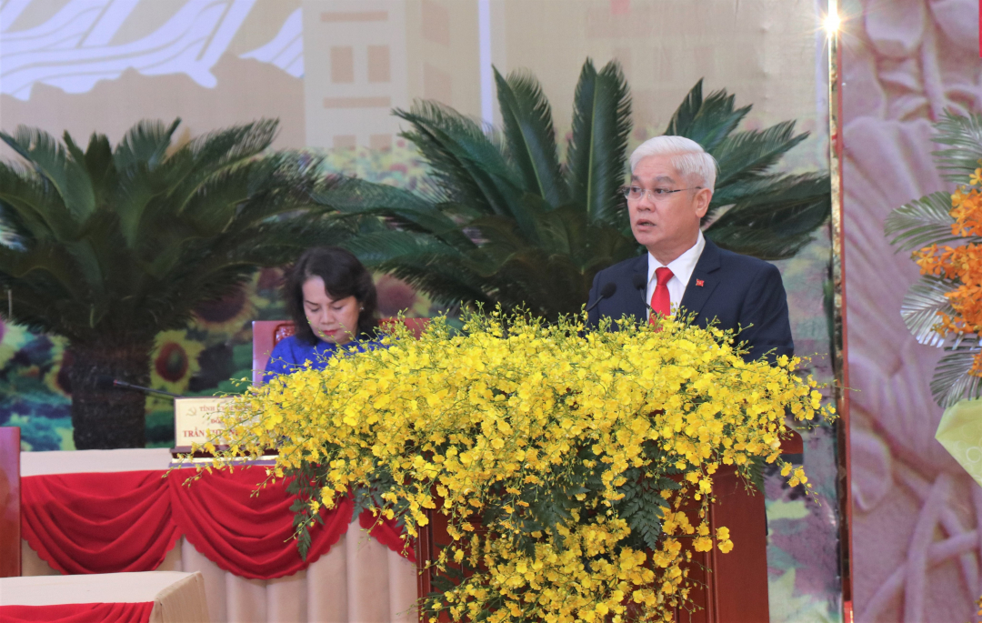 Ông Nguyễn Văn Lợi - Bí thư tỉnh ủy Bình Phước phát biểu bế mạc Đại hội. Ảnh: CTTĐT BP.