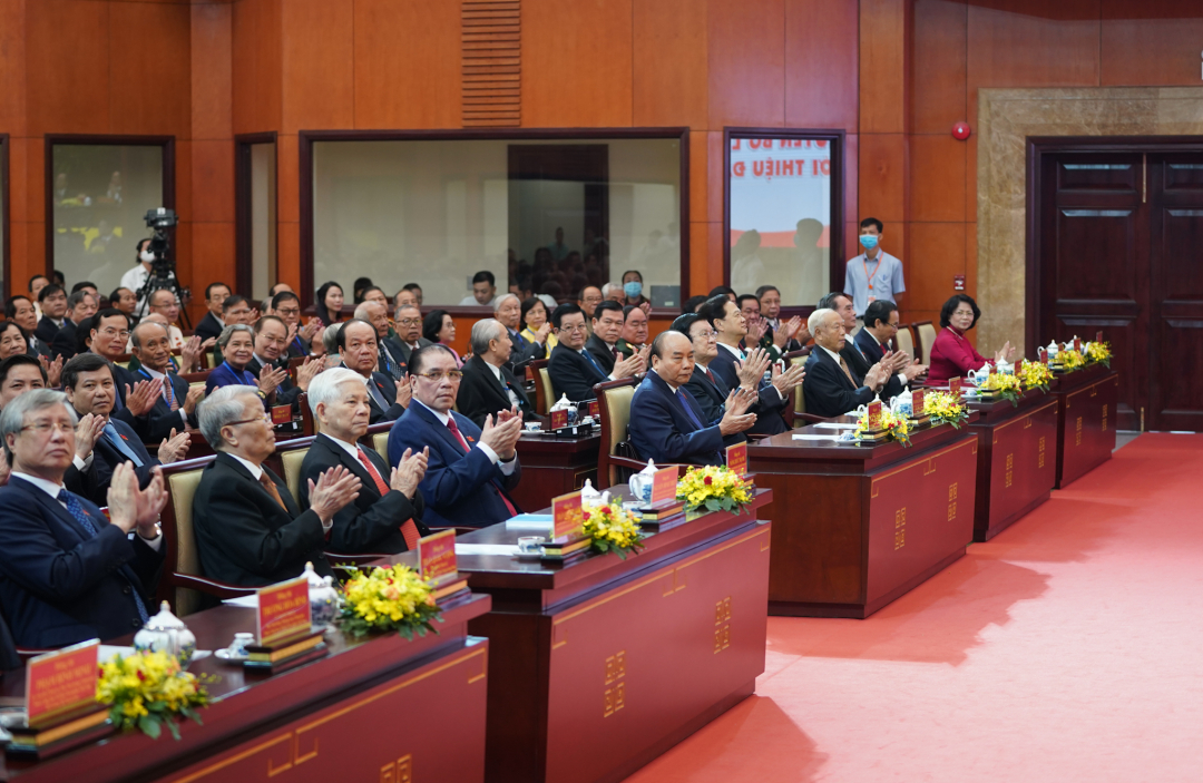 Lãnh đạo, nguyên lãnh đạo Nhà nước, Đảng tham dự Khai mạc Đại hội Đại biểu Đảng bộ TP.HCM lần thứ XI, nhiệm kỳ 2020-2025. Ảnh: VBTC.