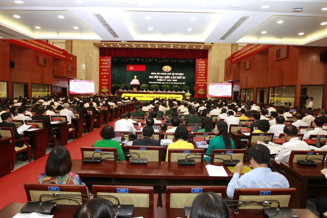 Ngày làm việc thứ ba Đại hội đại biểu Đảng bộ TP.HCM lần thứ XI, nhiệm kỳ 2020-2025. Ảnh: Việt Thanh.