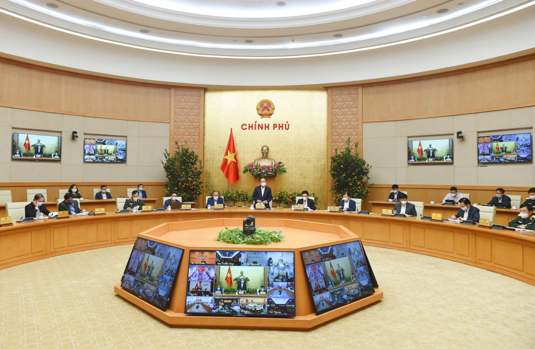 Thủ tướng Chính phủ Nguyễn Xuân Phúc chủ trì cuộc họp thường trực Ban Chỉ đạo quốc gia phòng chống Covid-19. Ảnh: Quang Hiếu.