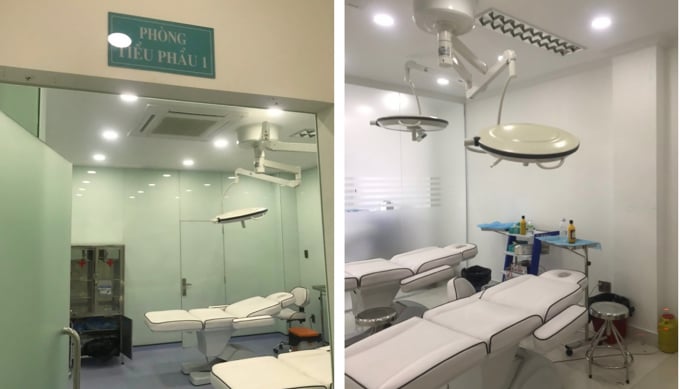 Tầng 3 của cơ sở 'View Plastic Surgery', tại địa chỉ 228 đường Hai Bà Trưng (phường Tân Định, quận 1) là 'phòng tiểu phẫu' có trang bị đèn phẫu thuật, giường phẫu thuật, tủ thuốc cấp cứu… Ảnh: SYT.