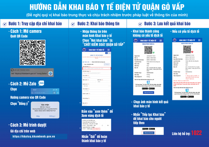 Các bước hướng dẫn khai báo y tế điện tử quận Gò Vấp.