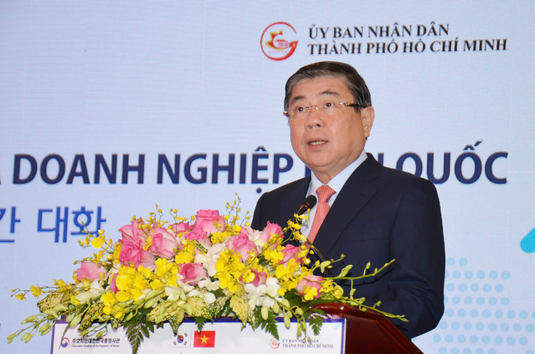 Ông Nguyễn Thành Phong tại Hội nghị Đối thoại giữa Lãnh đạo TP.HCM và doanh nghiệp Hàn Quốc.