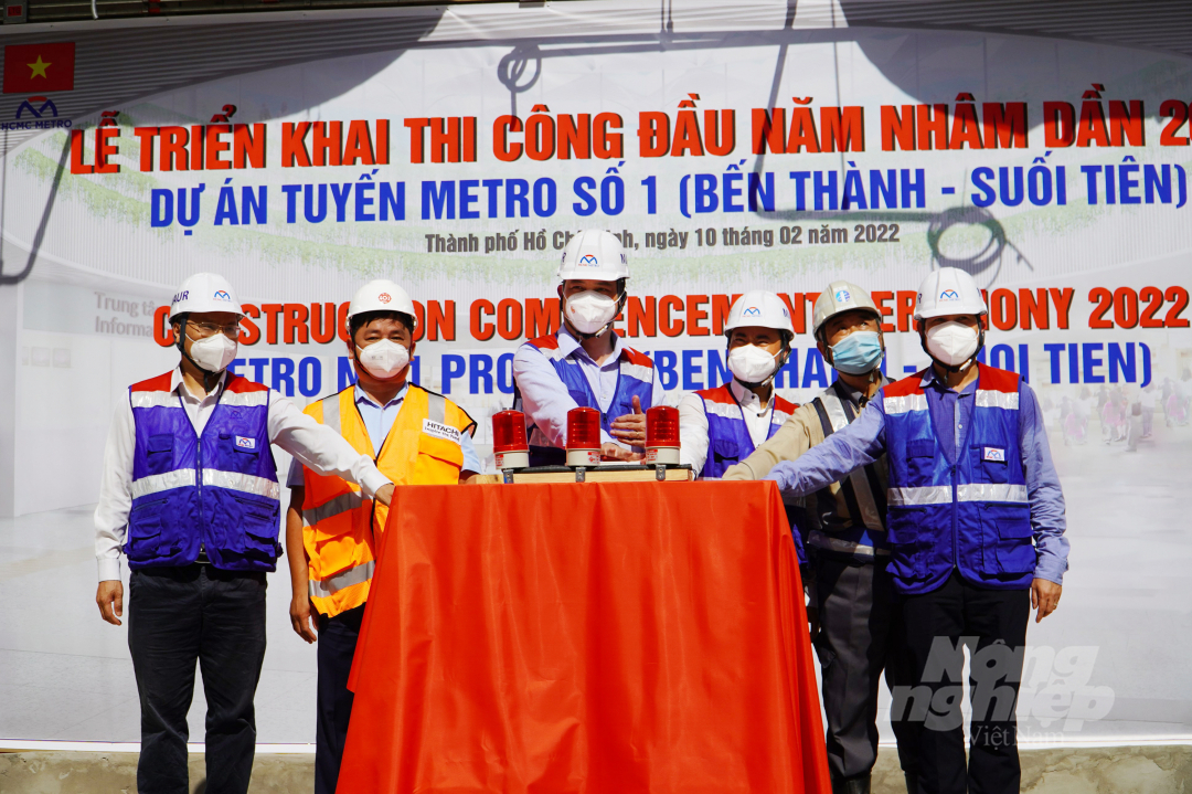 Lễ triển khai thi công đầu năm mới 2022 của tuyến Metro số 1 Bến Thành - Suối Tiên sáng 10/2. Ảnh: H.T.