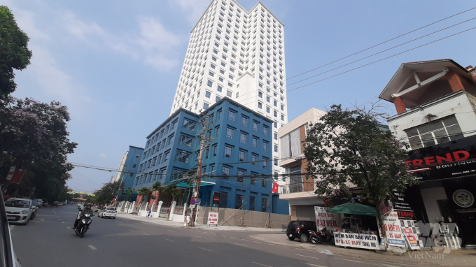 Tòa nhà Pomihoa trên đường Phan Đình Phùng, TP. Thái Nguyên đã được xây dựng hoàn thiện và được sở Xây dựng Thái Nguyên hợp pháp về giấy phép. Ảnh: Toán Nguyễn.